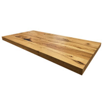 Gastro Massivholzplatte "Hafenkante", Tischplatte Eiche, 6 cm stark, wild, lebendig, astig, 80x80x6 cm